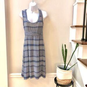 Max Studio blue and white striped knit A-line dress women’s size M